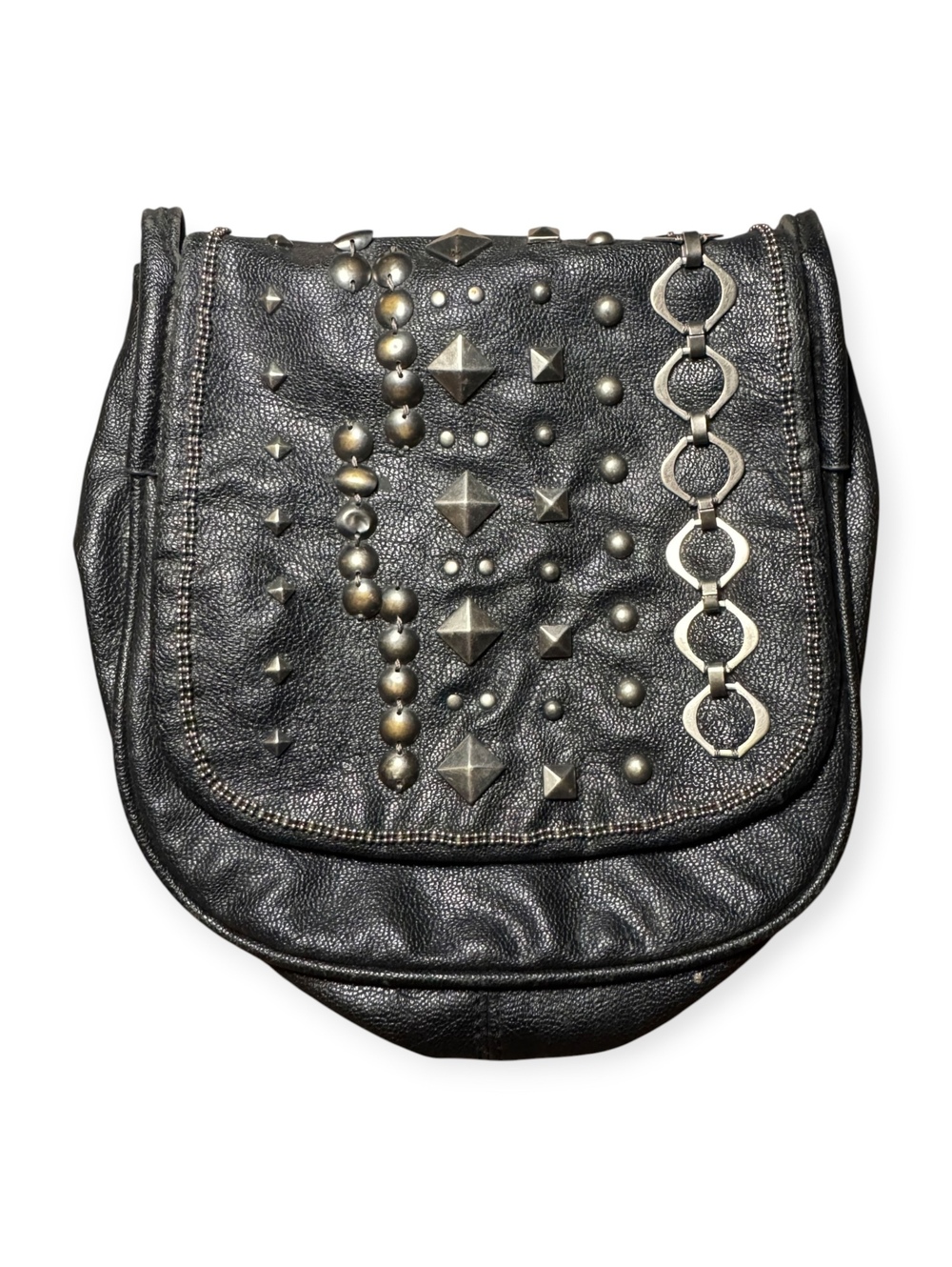 Nine & Co Black Studded Silver Crossbody Bag Small Purse Vintage No Strap GC